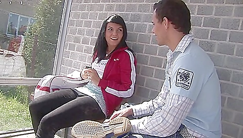 Smoking hot girl shows off her feet in the bathroom